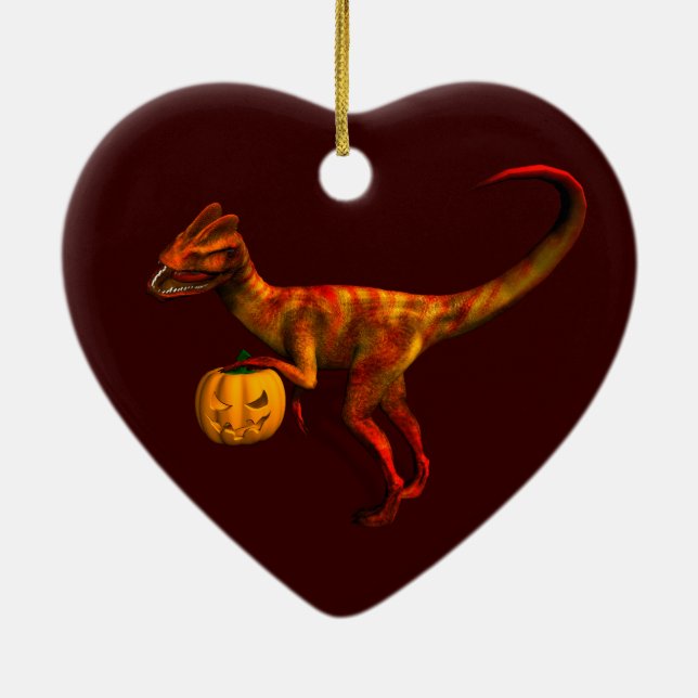 Halloween Dilofosaurus Julgransprydnad Keramik (Baksidan)