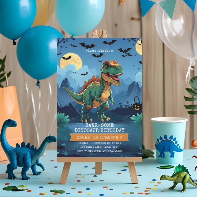 Halloween Dinosaur Birthday | Spooky T-Rex Party Inbjudningar (Skapare uppladdad)