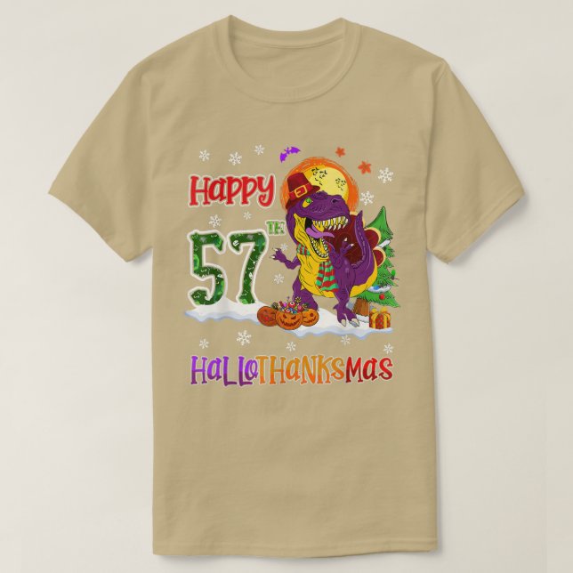 Halloween Dinosaur Christmas Nana Papa 57th HalloT T Shirt (Design framsida)