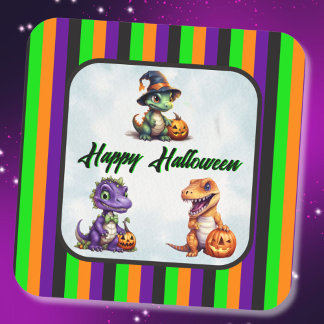 Halloween-dinosaur Dino-Mash-fest Fyrkantigt Klistermärke