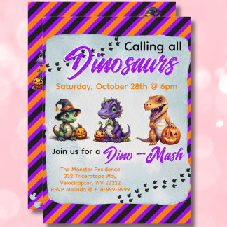 Halloween Dinosaur Dino-Mash-fest Inbjudningar