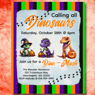 Halloween Dinosaur Dino-Mash Party-inbjudan Poster