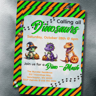 Halloween Dinosaur Dino-Mash Party Inbjudningar