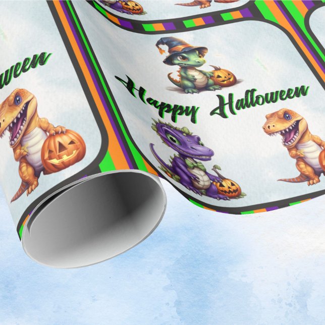 Halloween Dinosaur Dino-Mash Party Presentpapper (Halloween Dino Wrapping Paper)