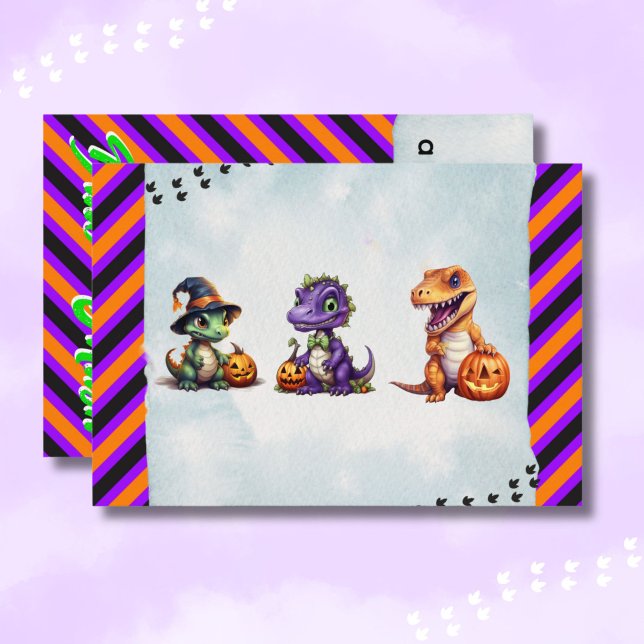 Halloween Dinosaur Dino-Mash Party Tack Kort (Halloween Dinosaur "Thank You" Card)
