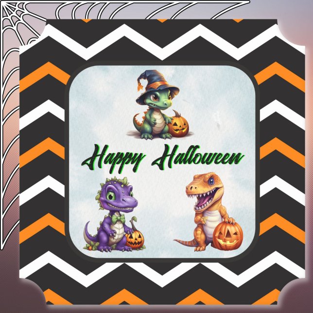 Halloween Dinosaur Dino-Mash Party Underlägg Papper (Happy Halloween Dino Coaster)