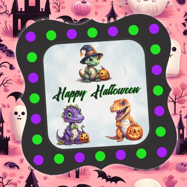 Halloween Dinosaur Dino-Mash Party Underlägg Papper (Polka dot Halloween Dino Coaster)