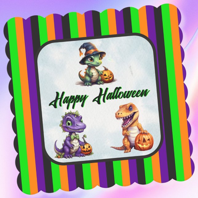 Halloween Dinosaur Dino-Mash Party Underlägg Papper (Dinosaur Halloween Drink Coaster)
