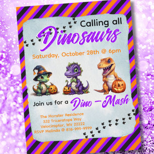 Halloween Dinosaur Dino-Mash Party Vykort