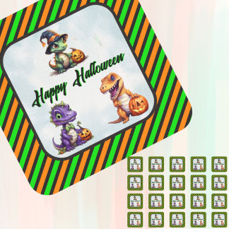 Halloween Dinosaur Dino-Mash Partygåvor Fyrkantigt Klistermärke