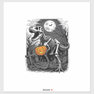 Halloween Dinosaur Skelett Pumpa Vintage Tröja Klistermärken