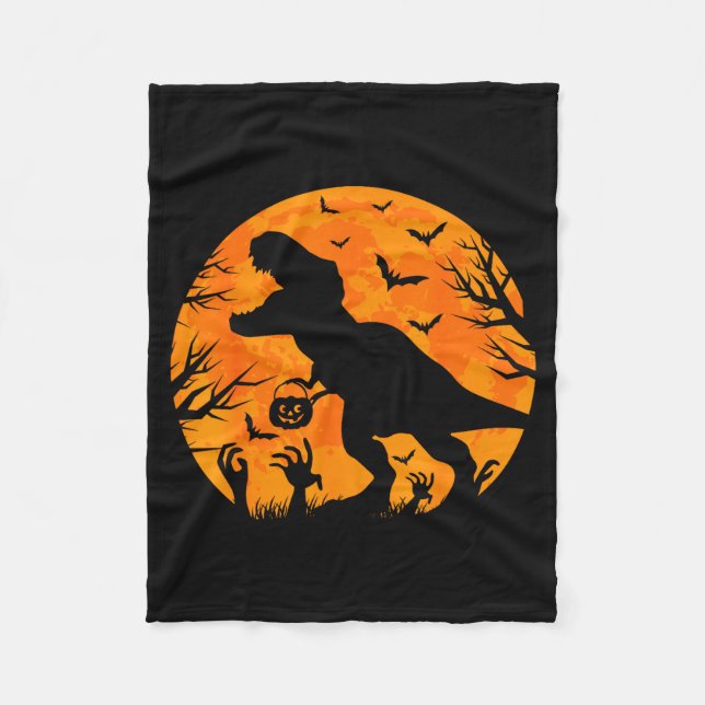 Halloween Dinosaur T Rex Med Pumpkin Dinosaur Hal Fleecefilt (Framsidan)