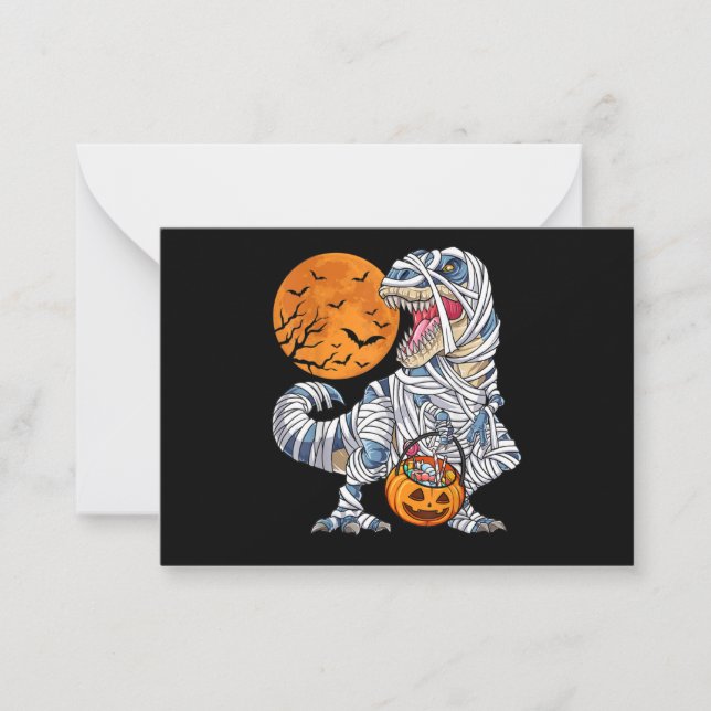 Halloween Dinosaur T rex Mummy Pumpa Anteckningskort (Framsida)