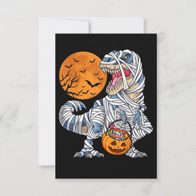 Halloween Dinosaur T rex Mummy Pumpa Anteckningskort (Framsida)