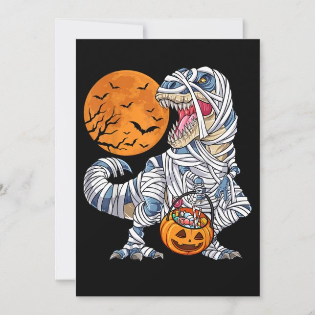 Halloween Dinosaur T rex Mummy Pumpa Inbjudningar (Framsida)