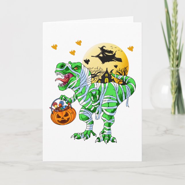 Halloween Dinosaur T Rex Mummy Pumpa Kort (Framsida)