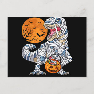 Halloween Dinosaur T rex Mummy Pumpkin Helg Vykort