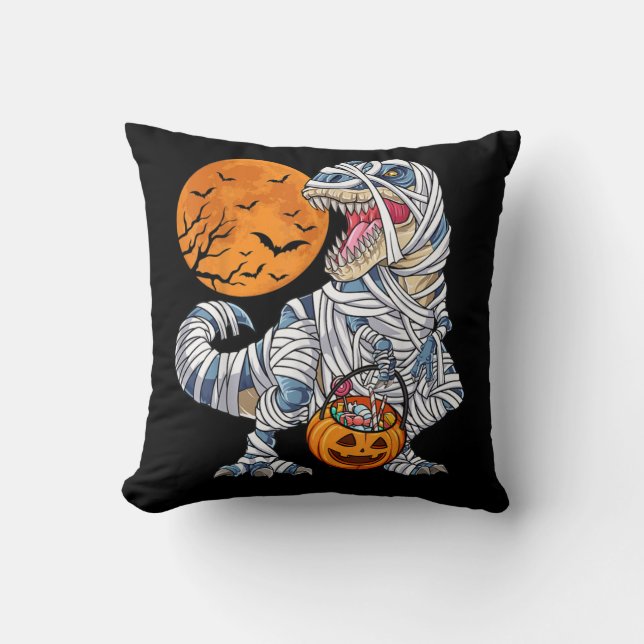 Halloween Dinosaur T rex Mummy Pumpkin Kudde (Framsida)