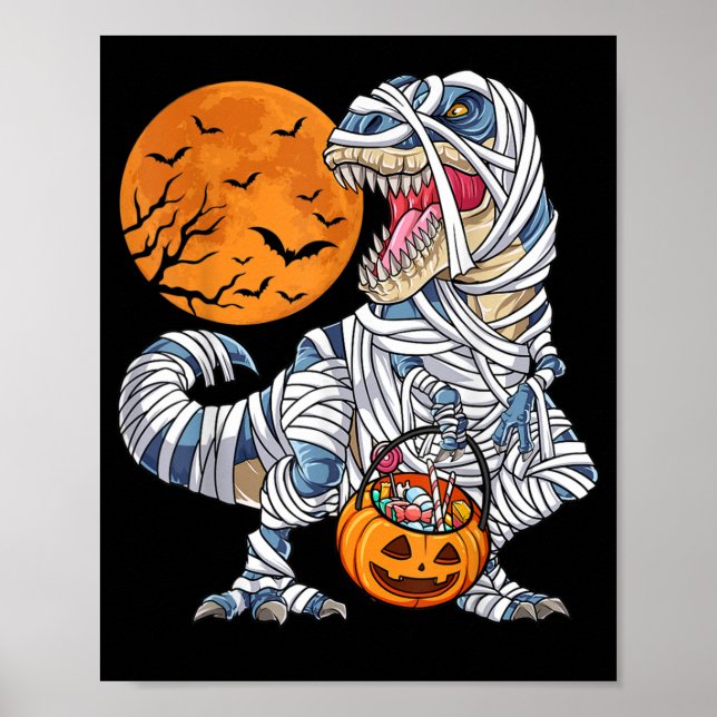 Halloween Dinosaur T rex Mummy Pumpkin Poster (Framsidan)