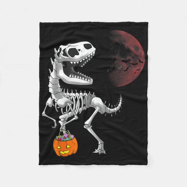 Halloween Dinosaur T Rex Skeleton Scary Boys Kids Fleecefilt (Framsidan)