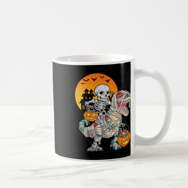 Halloween Dinosaur T Rex Skeleton Scary Boys Kids Kaffemugg (Höger)