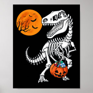 Halloween Dinosaur T Rex Skeleton Scary Boys Kids Poster
