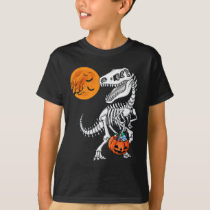 Halloween Dinosaur T Rex Skeleton Scary Boys Kids T Shirt