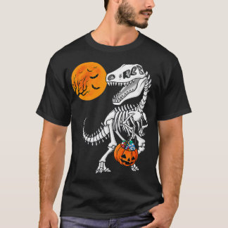 Halloween Dinosaur T Rex Skeleton Scary Boys Shirt