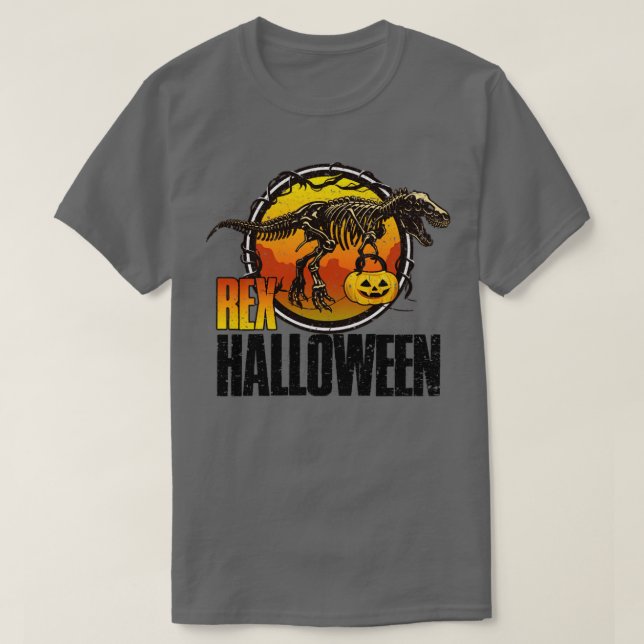 Halloween Dinosaur T Rex Skeleton Shirt (Design framsida)