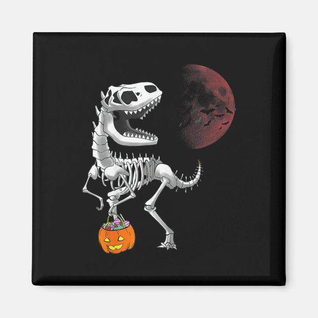 Halloween Dinosaur T Rex Skelett Skräck Pojkar Bar Magnet (Framsidan)