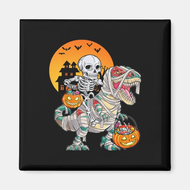 Halloween Dinosaur T Rex Skelett Skräck Pojkar Bar Magnet (Framsidan)