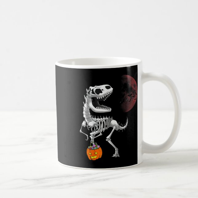 Halloween Dinosaur T Rex Skelett Skräckpojkar Barn Kaffemugg (Höger)