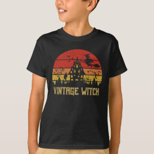 Halloween Distress Vintage Witch Retro Sunset T Shirt