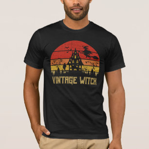 Halloween Distress Vintage Witch Retro Sunset T Shirt