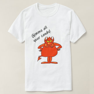 Halloween Djävul Röd Monster Ge mig Godis Kostym T Shirt