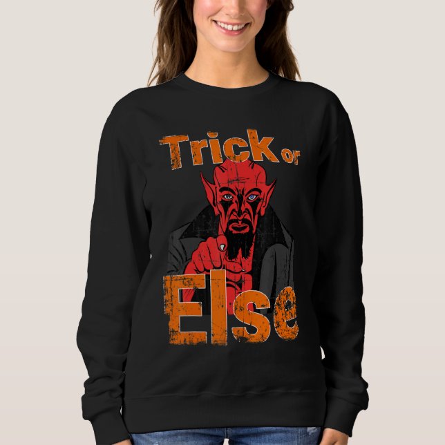 Halloween Djävulen Bus eller godis Scary Satan ell T Shirt (Framsida)