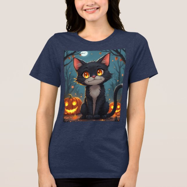 Halloween Djävulen Cat: Mischievy & Spooky T-Shirt (Framsida)