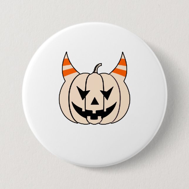 Halloween Djävulen Horns Jack o lantern Pumpkin Knapp (Framsida)