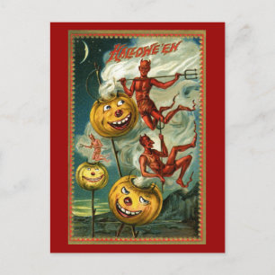 Halloween Djävulen och JOL-vykort Vykort