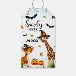 Halloween Djungelsafari Djur Pojke 1-års Födelseda Presentetikett