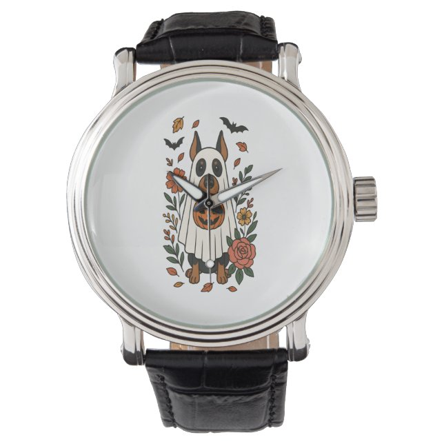 Halloween Doberman Pinscher Flowers Armbandsur (Framsida)