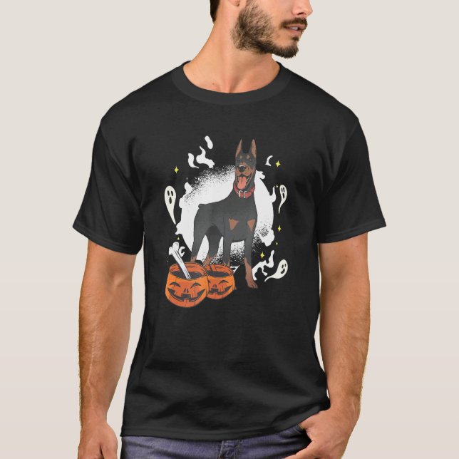 Halloween Doberman T Shirt (Framsida)