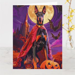 Halloween Doberman Vampire Pumpkins Scary Kort