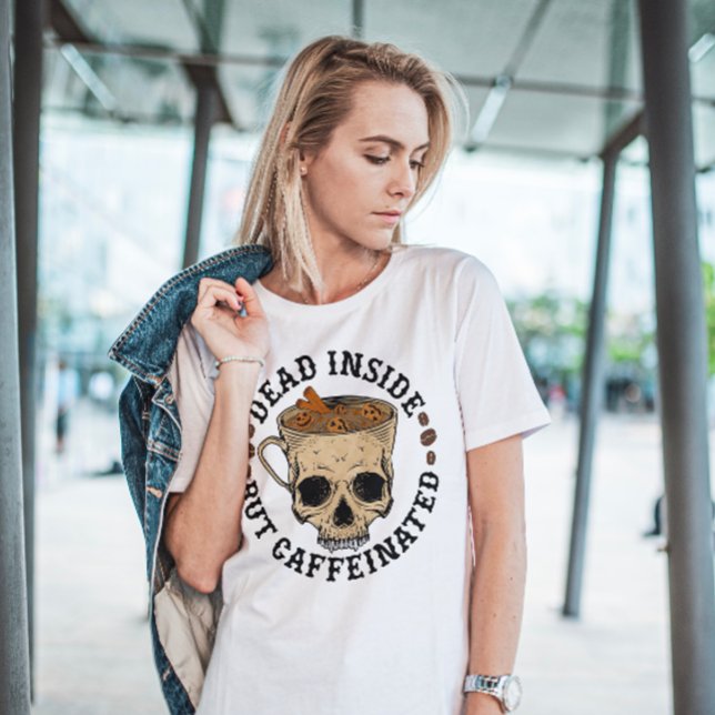 HALLOWEEN DÖD INSID MEN KAFEINERAD SKULLKAFFE T SHIRT (Skapare uppladdad)