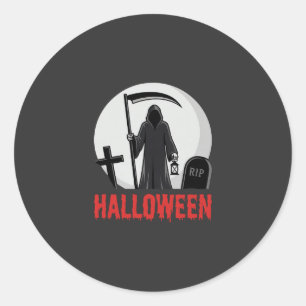 Halloween Döden Kyrkogård Design Runt Klistermärke
