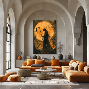 Halloween-döden med fullmåne och lie poster
