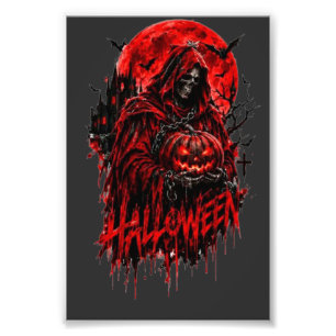 Halloween Döden Pumpa Gotisk Skräck Design Fototryck