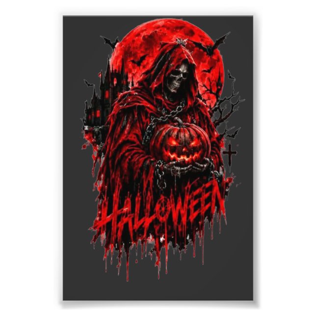 Halloween Döden Pumpa Gotisk Skräck Design Fototryck (Framsidan)