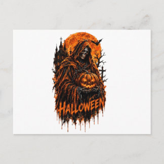 Halloween Döden Pumpa Gotisk Skräckdesign Helg Vykort