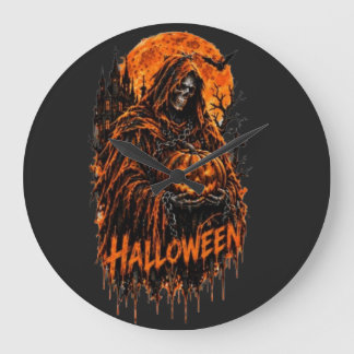 Halloween Döden Pumpa Gotisk Skräckdesign Stor Klocka